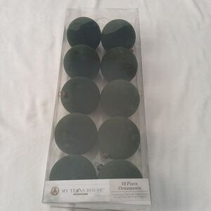 My Texas House Velvet Green Flocked Ornaments 4.3"  10 Pieces